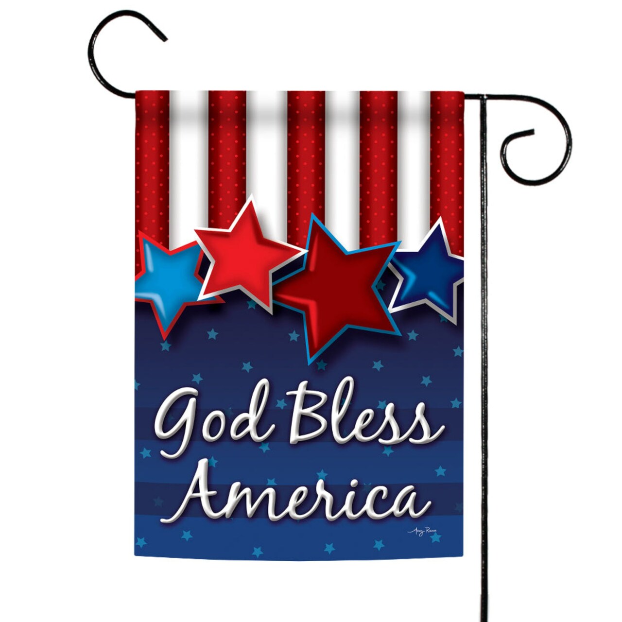 Toland Home Garden God Bless America Patriotic Stars Outdoor Rectangular Mini Garden Flag 18" x 12.5"